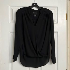 Black INC V-neck blouse with ruched waist